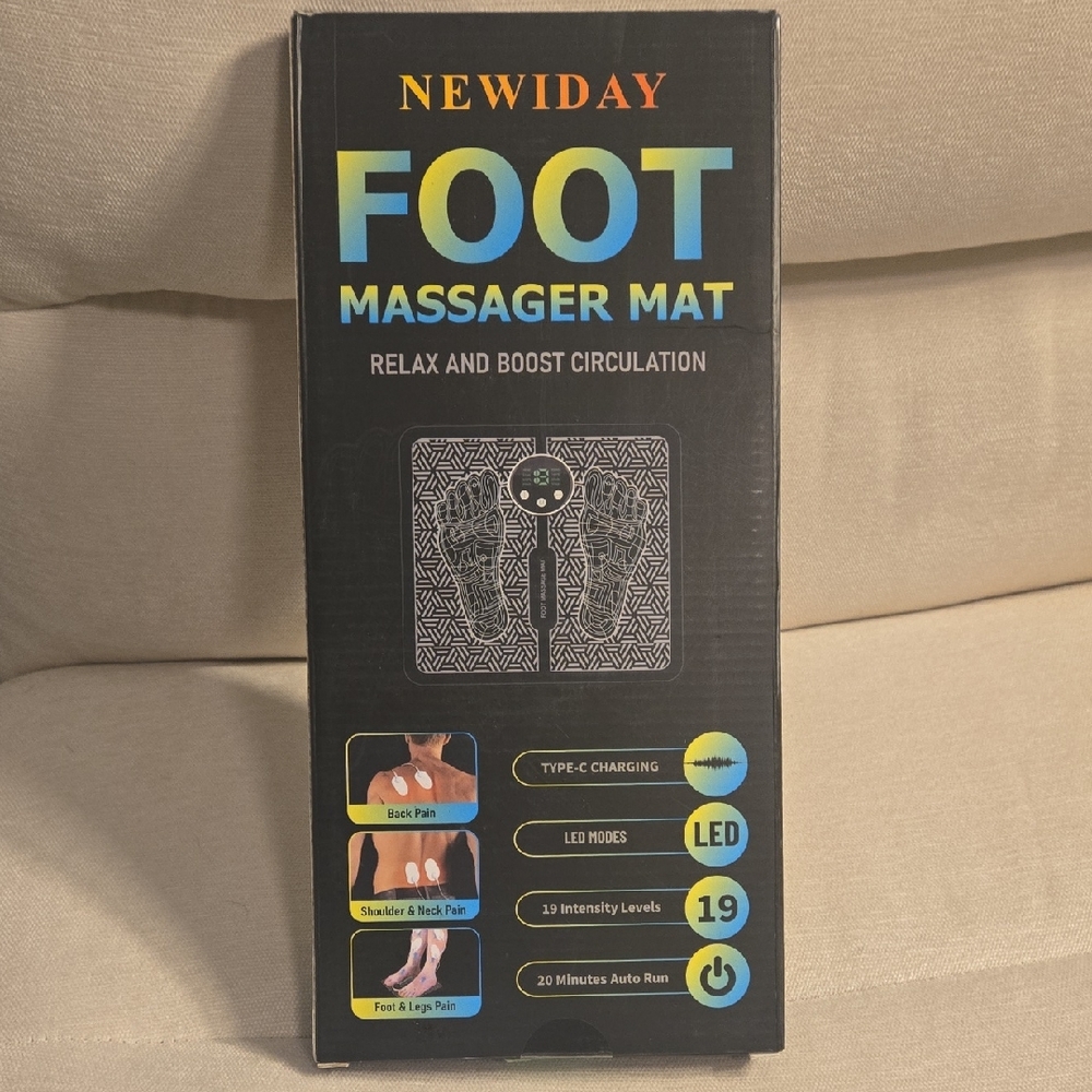 EMS Foot Massager Mat • NEWIDDAY • 19 Intensity Levels • Pain Relief • USB-C